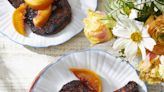Take Dinner Outside with Grilled Pork Chops with Whole Pickled Peaches