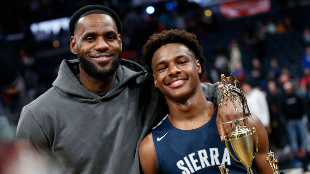 It's a family affair: Lebron and son prepare for celebrity NBA tie-up at LA Lakers