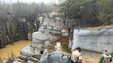 Dog plummets 85 feet into rock quarry during hunt for hogs — and lives, photos show