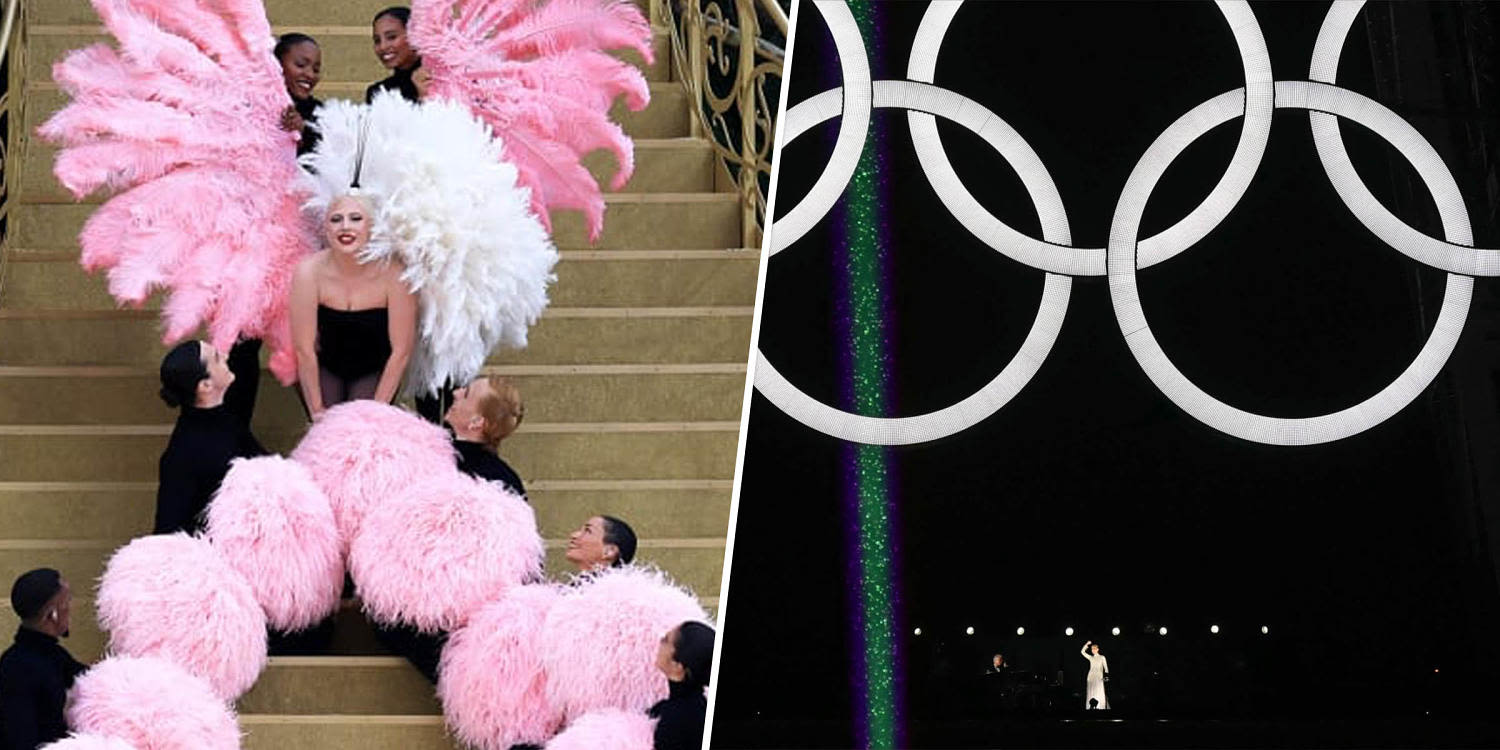 Celine Dion and Lady Gaga perform at the Olympic opening ceremony