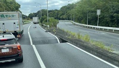 日本千葉縣國道4車道坍方 疑暴雨所致