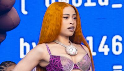 Ice Spice stuns in animal print miniskirt and bra for show in Poland