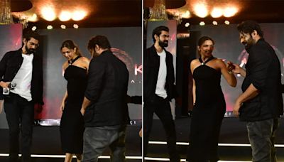 ...Padukone, Her Kalki 2898 AD Co-Stars Amitabh Bachchan-Prabhas Caught In A Cute Moment At Pre-Release Event...