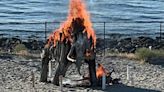 Man arrested after B.C. mammoth statue set ablaze