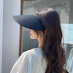 奇奇日式大檐遮陽帽女防曬帽子夏季騎車防紫外線遮臉黑膠空頂太陽帽