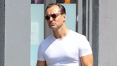 Jude Law Enjoys the Spring Weather While Shopping in New York City