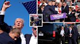 Pictured: Shocking scenes as gunman shoots Donald Trump during rally leaving one bystander dead