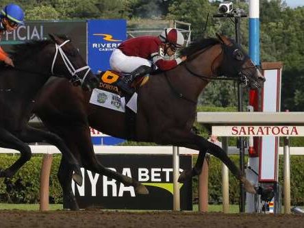 Dornoch pulls off an upset to win the first Belmont Stakes run at Saratoga Race Course at 17-1