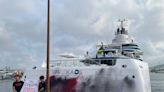 Yacht called Kaos vandalized by climate activists in Ibiza