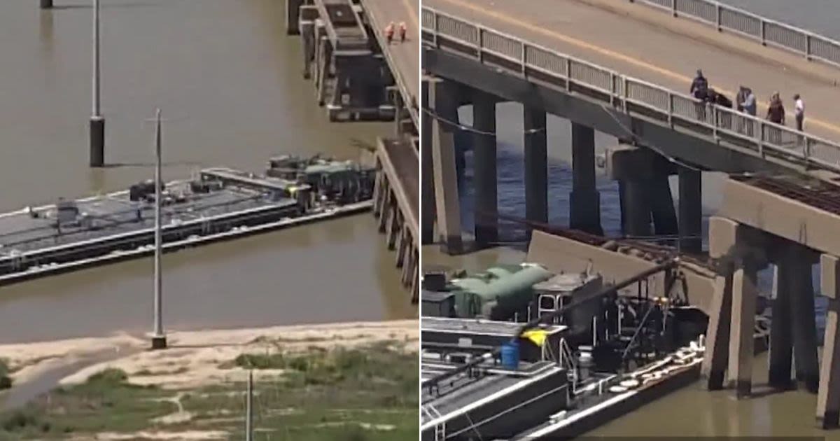 Shocking Footage: Barge Crashes into Bridge, Causing Partial Collapse and Oil Spill