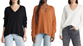 This cozy V-neck sweater is on sale for under $50 with Nordstrom's Boxing Week sale