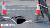 Emergency closure in place over hole in Hinckley road
