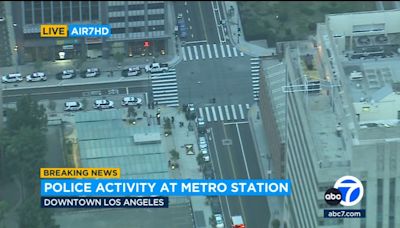 2 suspects in custody after reportedly jumping on train car at Metro station in DTLA