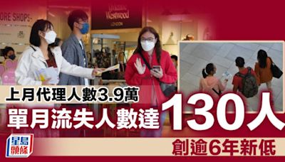 上月代理人數3.9萬跌0.3% 單月流失人數達130人 創逾6年新低