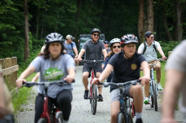 On the bike trail, Gov. Shapiro talks Nippon Steel, Steelers, tourism and Biden