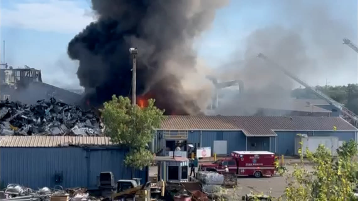 Dallas fire at recycling facility burns large plume of smoke