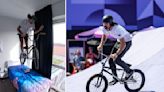'I almost fell through the window' - BMX cyclist pulls off audacious cardboard bed test at Olympics