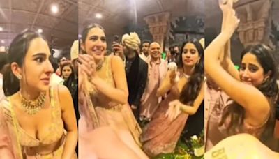 Janhvi Kapoor and Shikhar Pahariya dance to ‘Mere Mehboob Mere Sanam’, Sara Ali Khan looks puzzled. Watch