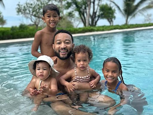 John Legend Cools Down in the Pool with His 'Babies' During Mexico Family Vacation