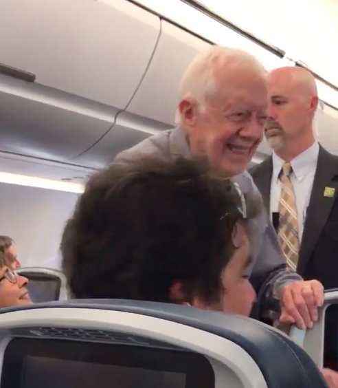 Jimmy Carter shook hands with everyone on his Atlanta to DC flight