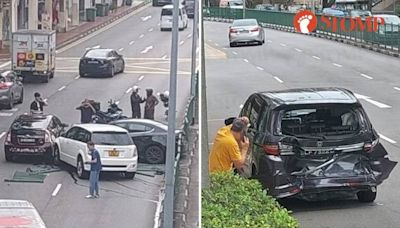 Car driver and cabby taken to hospital after 4-vehicle accident at Balestier Road