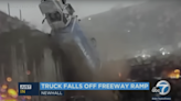 Truck Tumbles Off the Road Onto Wreck of an Earlier Crash