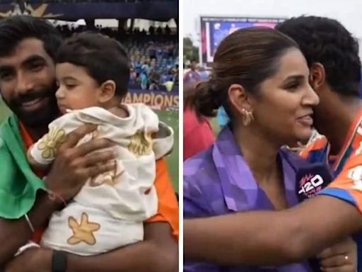 ...T20 World Cup': Jasprit Bumrah Gives Son Angad His Medal, Hugs Wife Sanjana Ganesan After Interview - News18