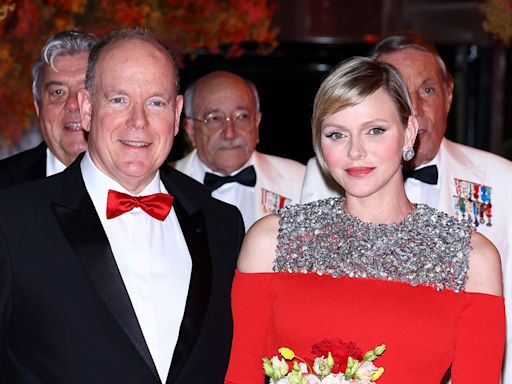 Princess Charlene Reworks Monaco’s Flag With Sparkling Details in Louis Vuitton Cold Shoulder Dress at F1 Monaco ...