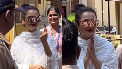 Rekha Sports SINDOOR As She Steps Out To Vote In The Lok Sabha Elections | Watch Viral Video - News18