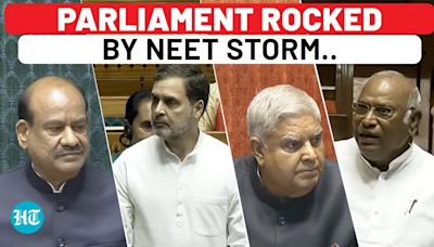 NEET Row Explodes In Parliament: Watch Rahul Vs Om Birla & Dhankar Vs Kharge Fiery Exchange