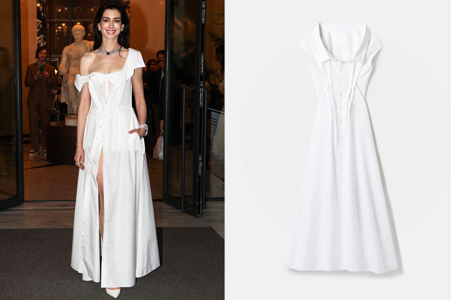 Gap Just Released a Version of Anne Hathaway's White Shirt Dress for $158 — But It Sold Out in Under 3 Hours