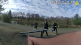 Police bodycam footage shows man armed with knife at CT park charging at officers before shooting