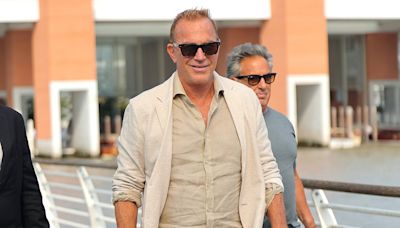 Kevin Costner looks smart as he arrives solo for Venice Film Festival