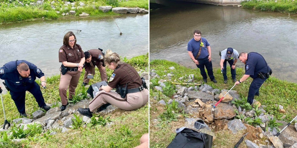 First Responders Band Together To Save Fluffy Baby Trapped Beneath Boulders