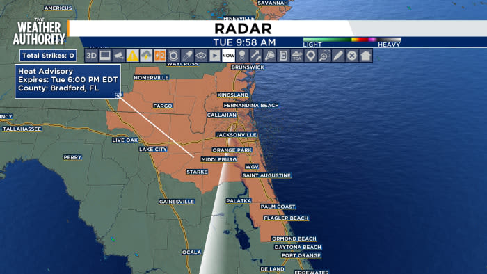 Heat Advisory Issued for Northeast and Northern Florida, Southeast Georgia