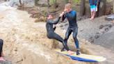 Watch: Comically Beginner Surfers Ride Costco Board in Historically Flooded LA River