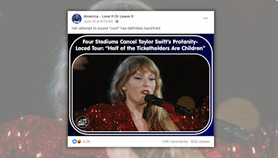 About the Claim That 4 Venues Canceled Taylor Swift's Concerts Due to Profanity