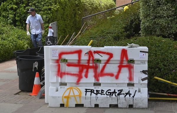 Pro-Palestinian encampment forms in downtown Los Angeles