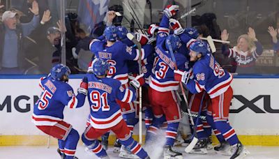 Photo of Rangers' Celebration After OT Winner vs. Hurricanes Is Instantly Iconic