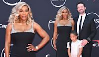 ...Favors the Peekaboo Bra Trend in Armani Privé Alongside Daughter Alexis Olympia Jr. and Husband Alexis Ohanian at ESPY Awards 2024