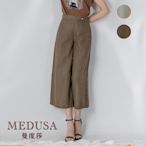 現貨【MEDUSA 曼度莎】直橫紋亞麻切接寬褲 - 2色（M-XL）｜女長褲 女寬褲 亞麻寬褲 休閒褲裙