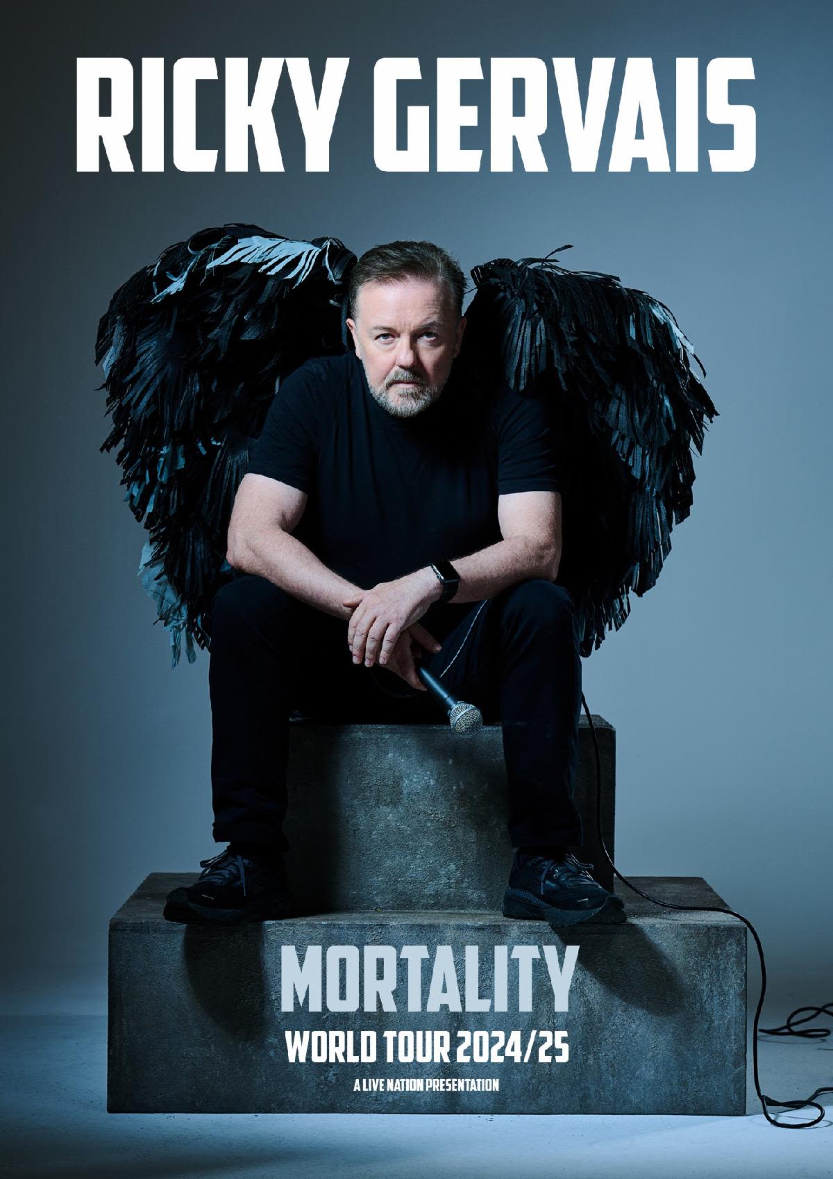 Ricky Gervais’ Next Tour and Netflix Special Is ‘Mortality’: ‘We’re All Gonna Die, May As Well Have a Laugh About It’