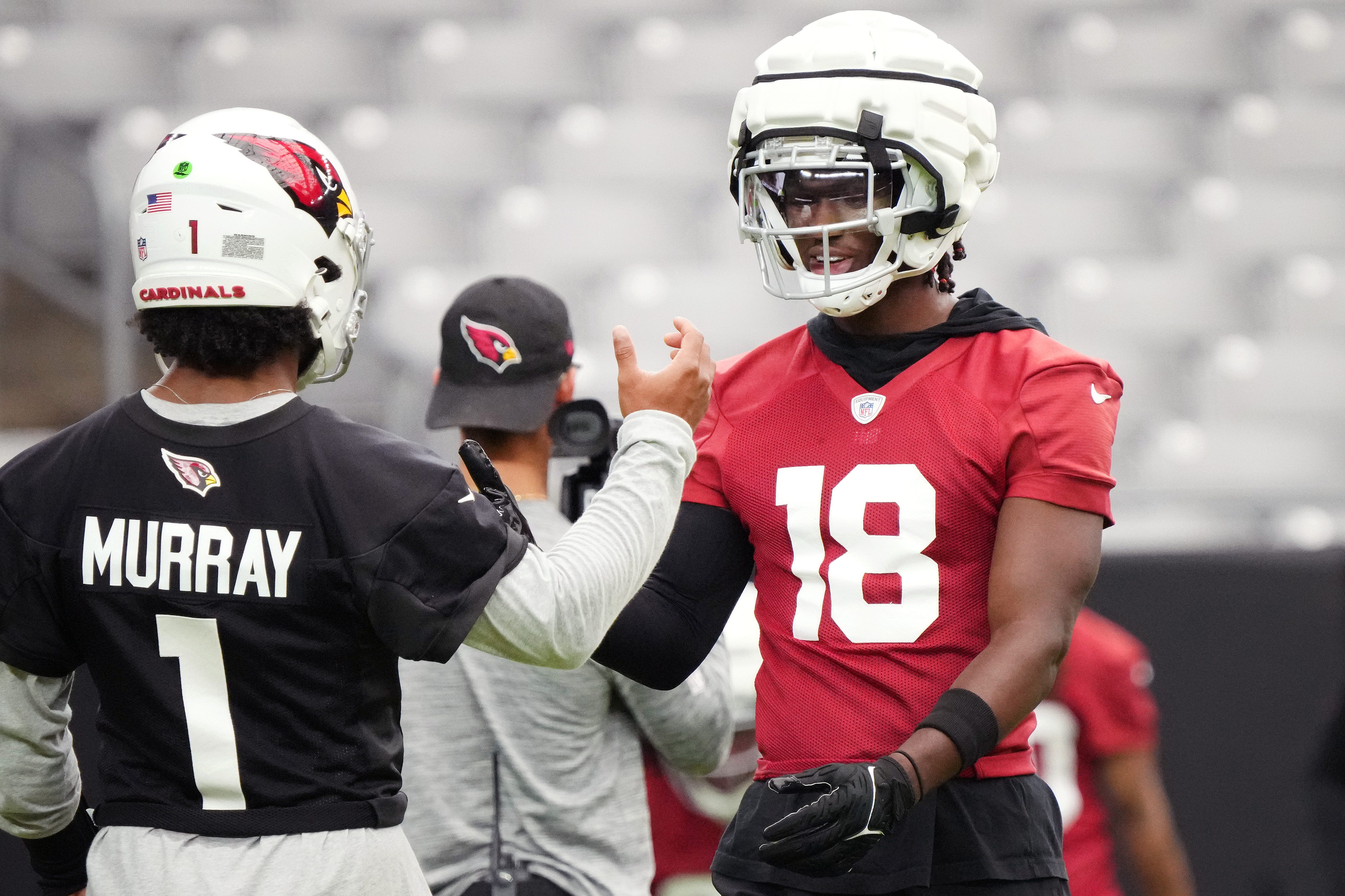Kyler Murray, Marvin Harrison Jr. continue to show connection on first day in pads