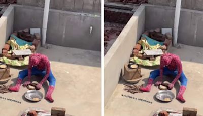Spider-Man has to eat too: Superhero makes rotis on Jaipur terrace in hilarious video