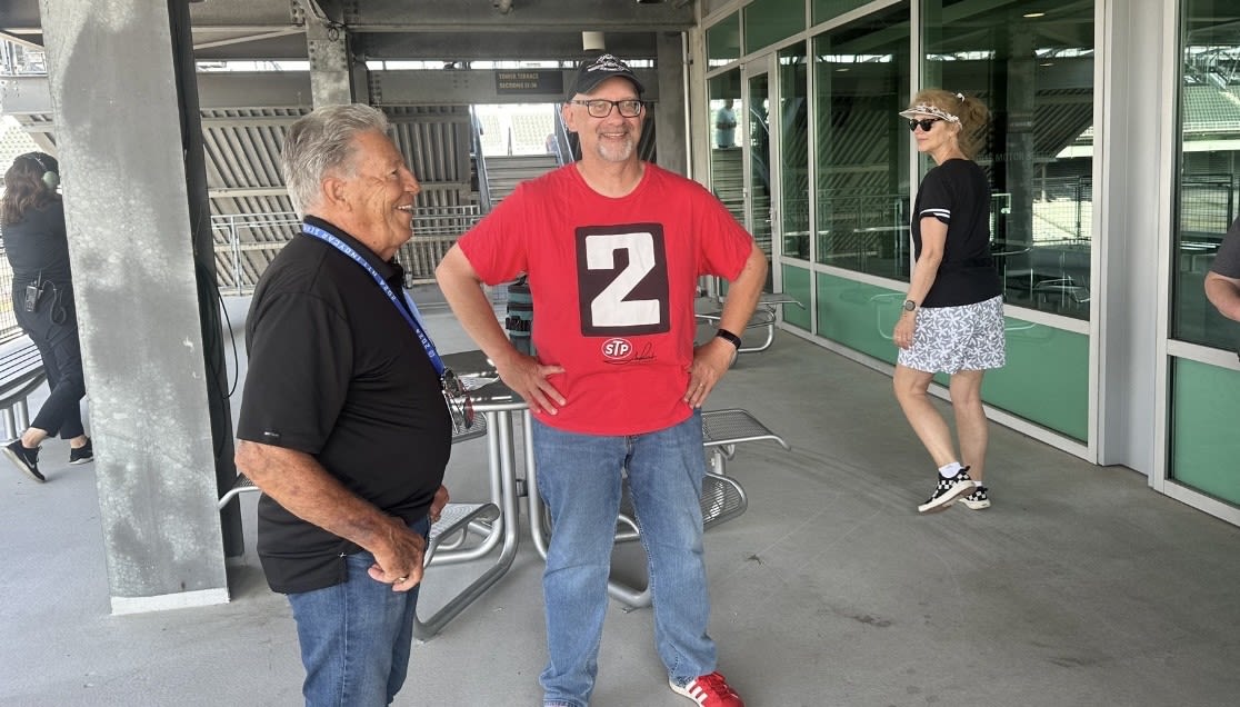 A surprise visit from Mario Andretti at local Speedway home