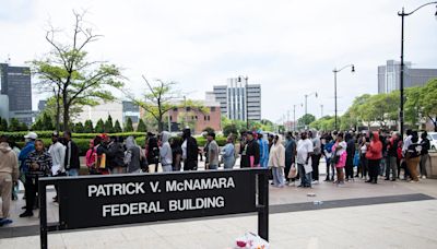 Hundreds wait in long lines at IRS offices in Detroit to verify IDs and get tax refunds