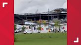 FedEx Center partially collapsed after roof torn off by tornadoes in Portage