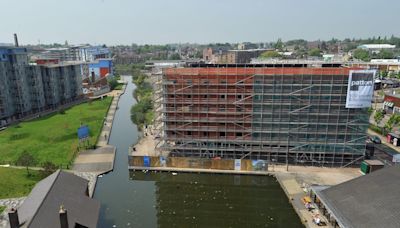 Scaffolding surrounds canalside hotel in Walsall getting a facelift after more than a decade in operation