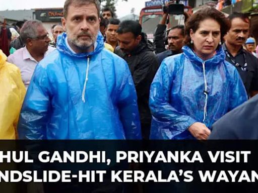 Rahul Gandhi, Priyanka Gandhi visit landslide-hit Chooralmala in Kerala's Wayanad