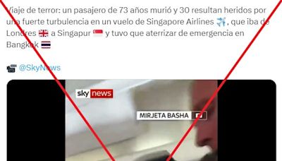 Un video atribuido a la turbulencia en vuelo de Singapore Airlines fue grabado en 2019, no en 2024